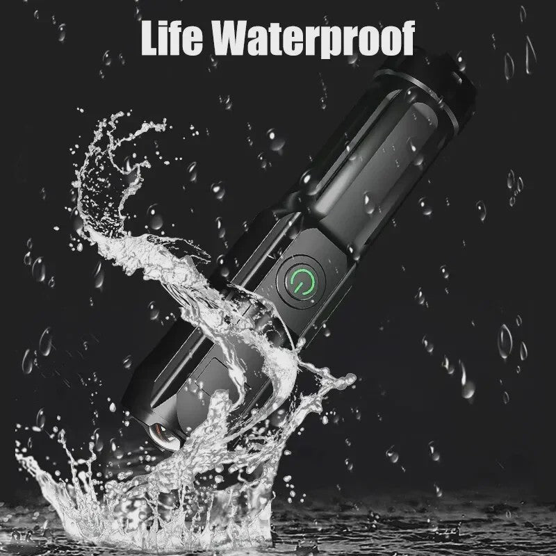 Krachtige Oplaadbare LED Zaklamp - Waterdicht, Zoombaar & USB Oplaadbaar voor Outdoor Avonturen