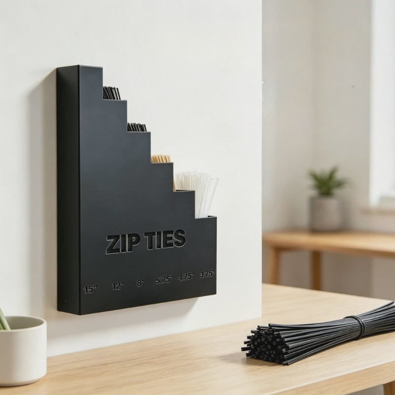 3D Geprinte Wandhouder Organizer voor Kabelbinders - Zware Kwaliteit voor Garage & Werkplaats