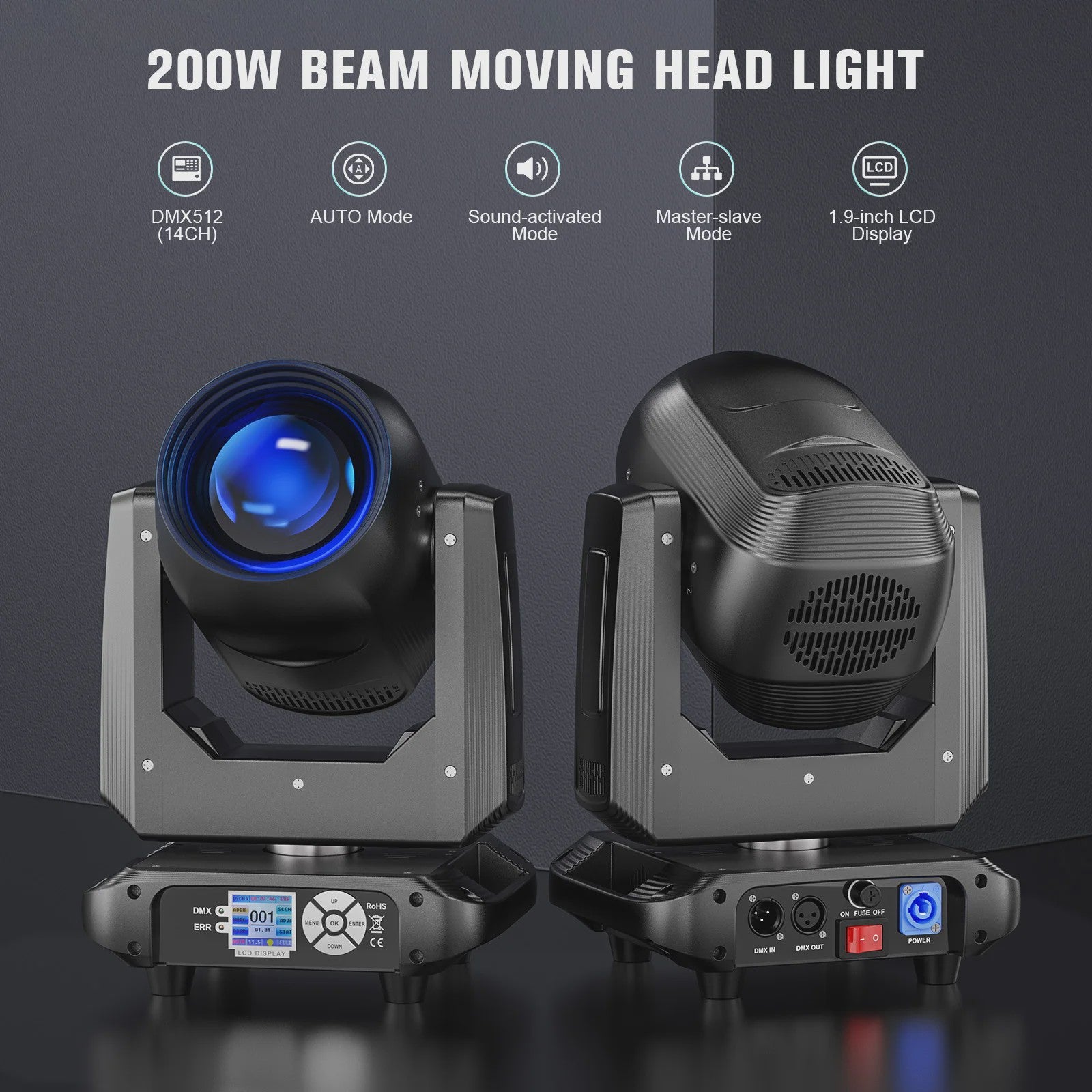 2x 200W Moving Head DJ Verlichting Set met Flightcase - Gobo Beam Stage Lights