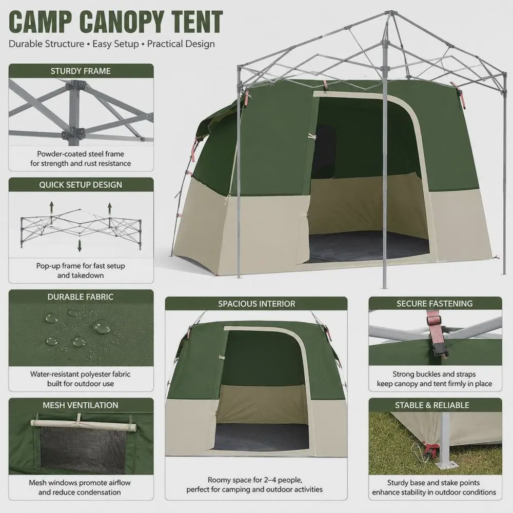 Ruime Outdoor Camping Tent 280x220x176 cm - Lichtgewicht Taffeta met Glasvezelstokken en Draagtas