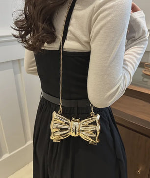Luxe Strik Handtas van Metaal met Ketting - Speelse Crossbody Tas