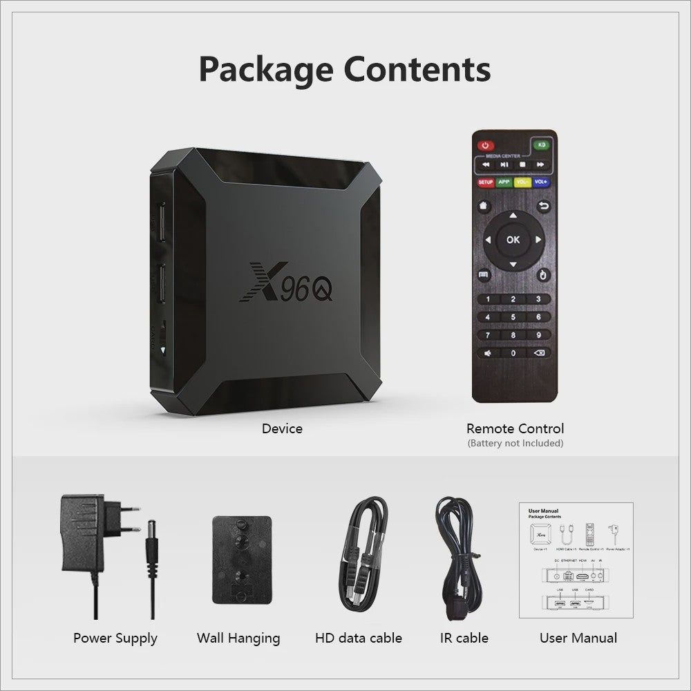 X96Q Android 10 Smart TV Box 4K Media Player - 2GB RAM, 16GB Opslag