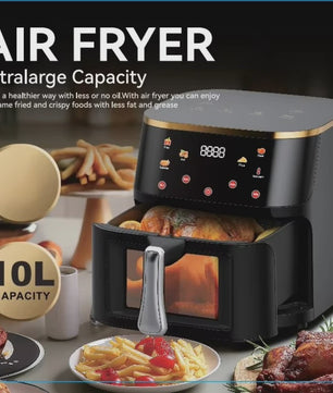 Grote Airfryer 10L met Glazen Venster - Gezond Frituren en Koken