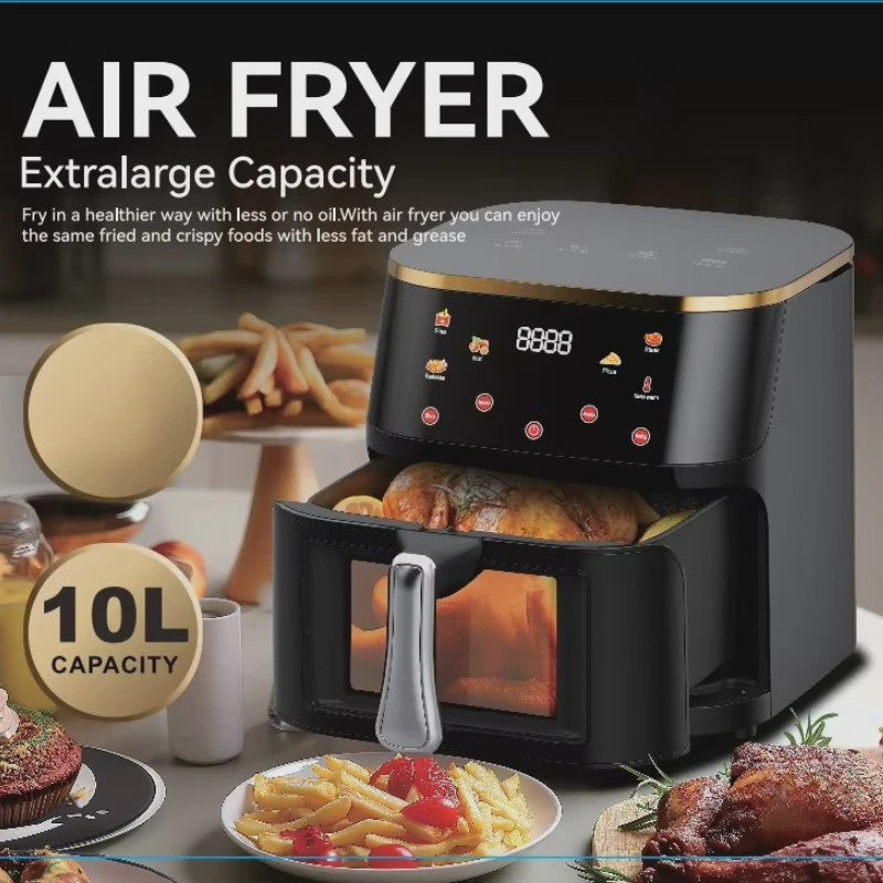 Grote Airfryer 10L met Glazen Venster - Gezond Frituren en Koken
