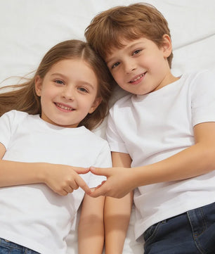 Basic Katoenen T-shirt voor Kinderen & Baby's - Jongens & Meisjes - Wit & Roze - Maten 1 t/m 14 Jaar