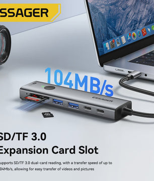 Essager 7-in-1 USB-C Hub: 4K HDMI, 100W PD, USB 3.0 & SD/TF Kaartlezer