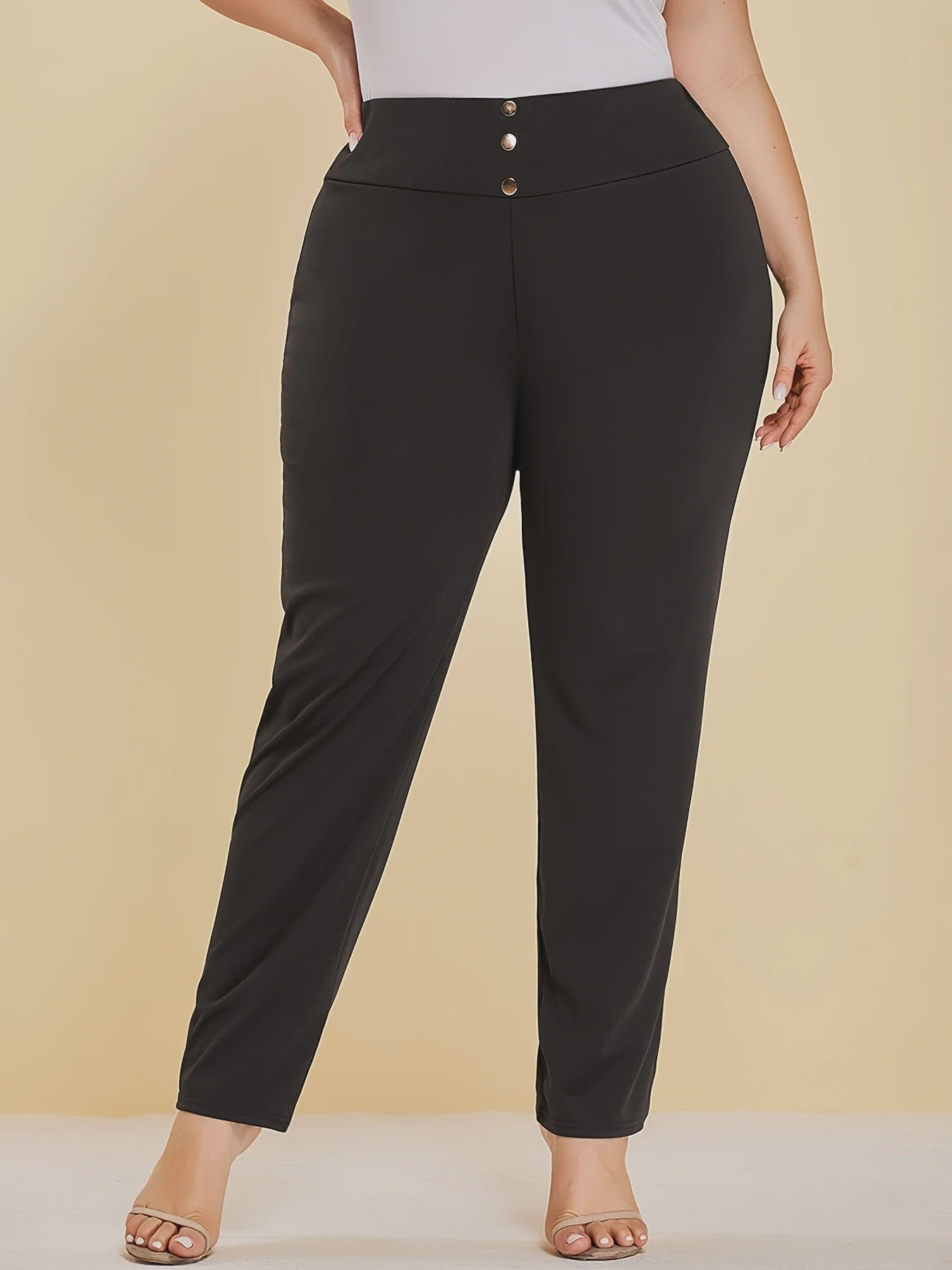Dames Plus Size Gebreide Pantalon met Split - Comfortabel & Stijlvol voor Herfst/Winter