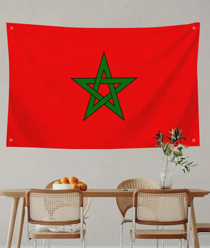 Marokkaanse Vlag - Polyester Decoratie met Ophangringen voor Binnen en Buiten