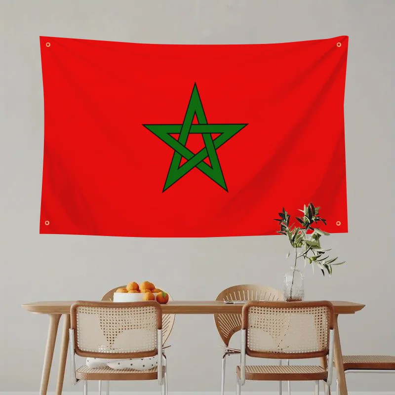 Marokkaanse Vlag - Polyester Decoratie met Ophangringen voor Binnen en Buiten