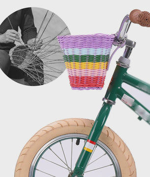 Regenboog Fietsmand Kinderen - Kleurrijk Rotan Stuurmandje