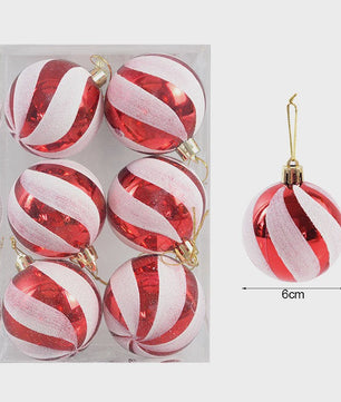 Set van 6 Kerstballen - 6cm Diameter - Decoratieve Kerstboom Hangers