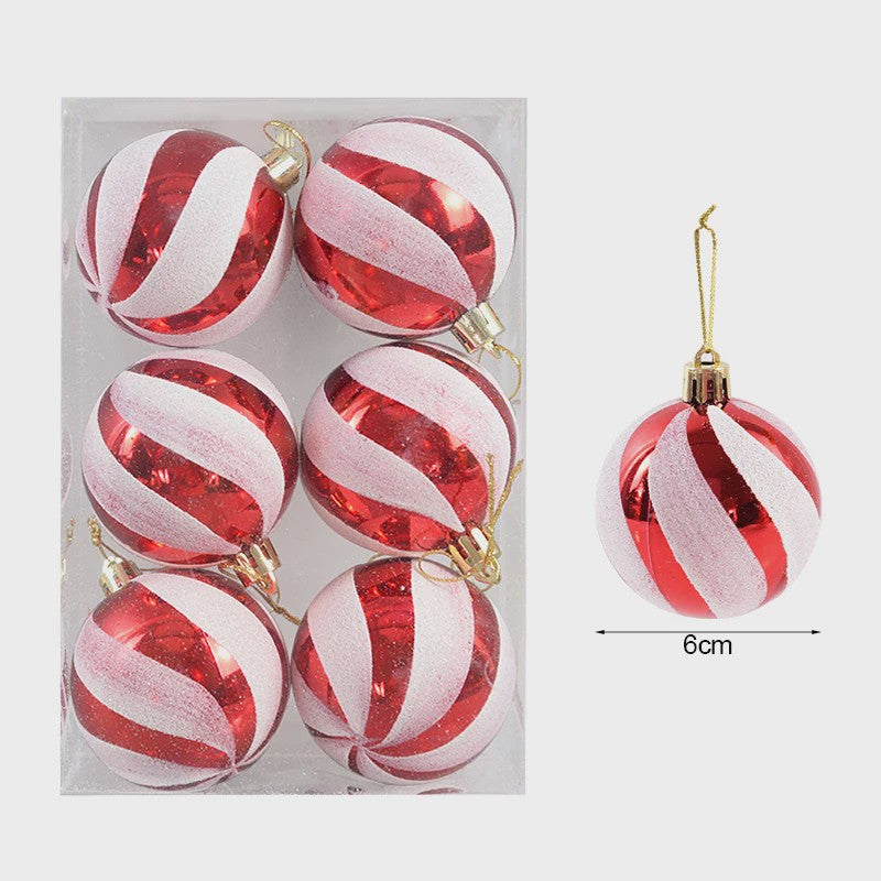 Set van 6 Kerstballen - 6cm Diameter - Decoratieve Kerstboom Hangers