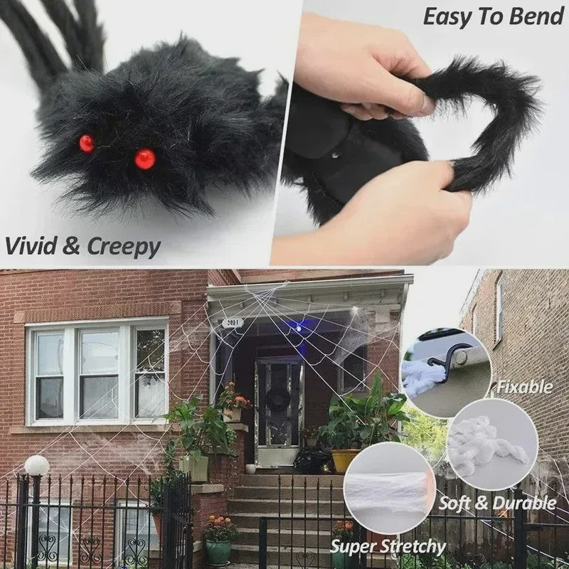 Enorme Pluche Spin Halloween Decoratie - 30cm tot 200cm