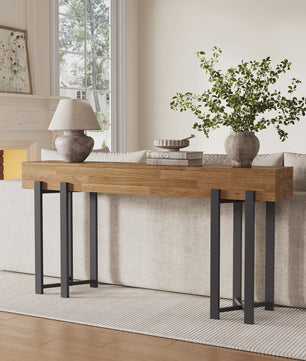 Stijlvolle Eiken Console Tafel (63 inch) - Perfect voor Hal, Woonkamer of Achter de Bank