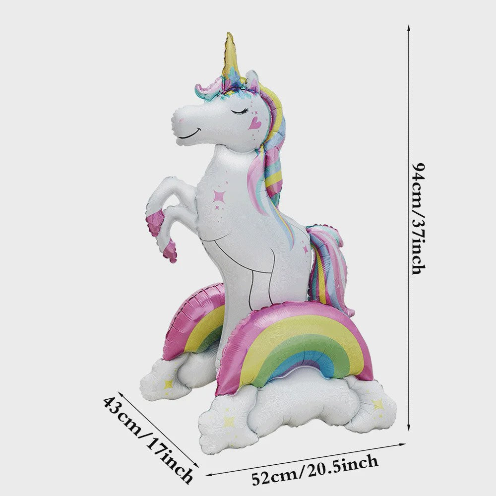 Reuze 3D Staande Eenhoorn Folieballon - Magische Regenboog & Wolk Decoratie voor Kinderfeestjes en Babyshowers