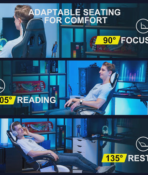 Ergonomische GTPLAYER Gaming Chair met Voetensteun en Verstelbare Kussens - Comfortabel Gamestoel & Kantoorstoel