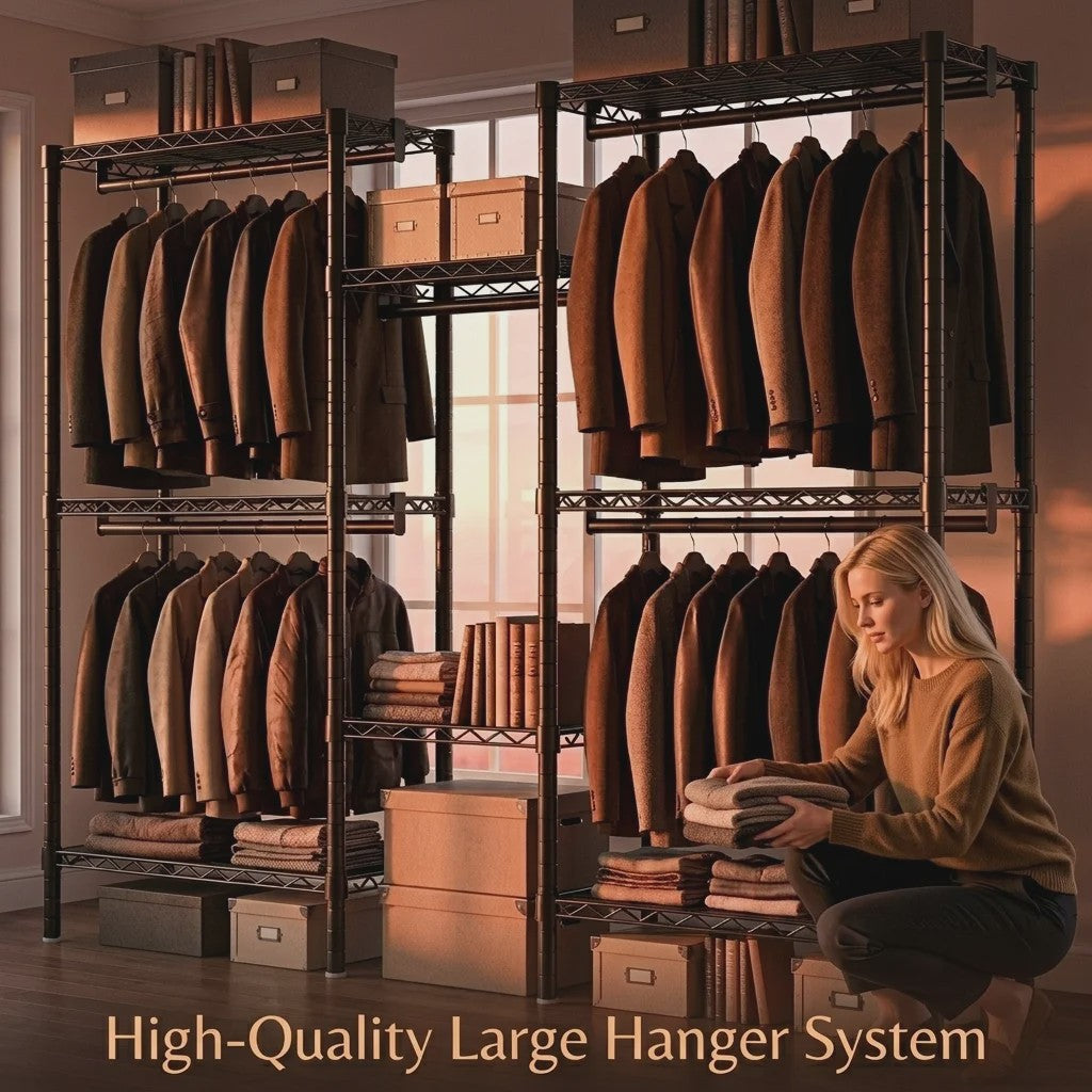 Zwaar Metalen Kledingrek Staand - Modulaire Kast Organizer 3x3 Matrix - Draagbare Garderobe