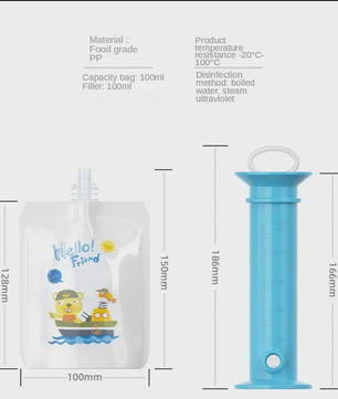 Herbruikbare Babyvoeding Dispenser Set - Zelf Fruitpuree Maken & Bewaren