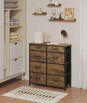 Ladekast Sideboard met 8 Stoffen Lades - Industriële Stijl - Woonkamer, Slaapkamer, Hal