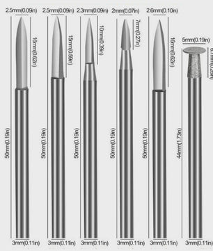 6-delige Houtsnij Boorbeitel Set voor Dremel - 2.35/3mm Schacht