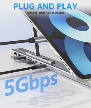 Verstelbare USB-C Laptop Stand met 7-in-1 Docking Station Hub