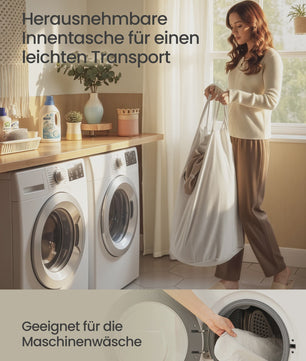 Songmics Bamboe Wasmand met Deksel - 60L, Opvouwbaar, Natuurlijk
