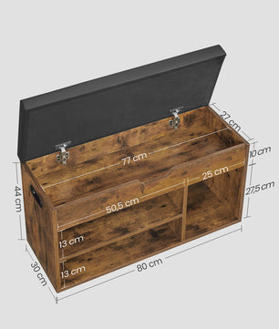 VASAGLE Schoenenbank met Opbergruimte en Zitting - 80x30x44 cm