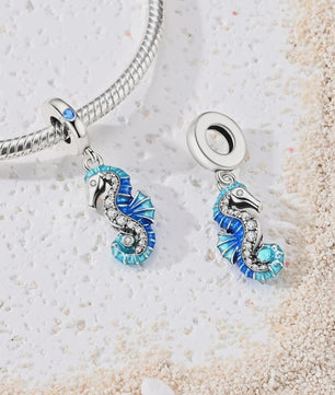 925 Sterling Zilveren Bedel Set: Dolfijn, Zeepaardje & Octopus - Blauw - DIY Armband Sieraden