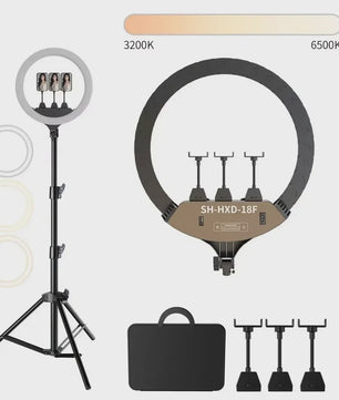 18 Inch Ring Light LED Videolamp met Statief & Telefoonhouder - Perfect voor YouTube, Live Streaming & Fotografie