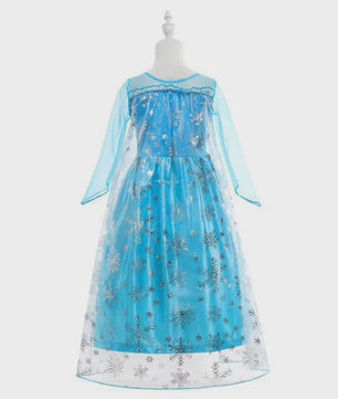 Elsa Prinsessenjurk Meisjes - Lange Mouwen, Sneeuwvlokken & Glitter - Perfect voor Feestjes & Carnaval