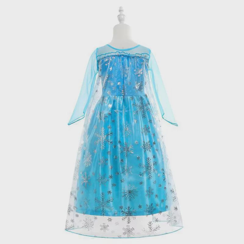 Elsa Prinsessenjurk Meisjes - Lange Mouwen, Sneeuwvlokken & Glitter - Perfect voor Feestjes & Carnaval