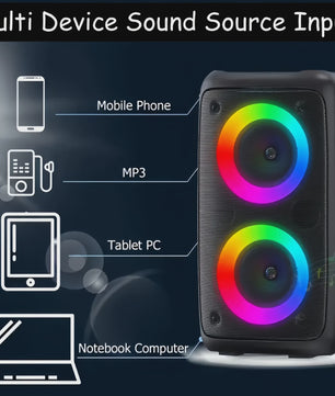 Draagbare Karaoke Bluetooth Speaker met Microfoon, FM Radio & LED Lichtshow