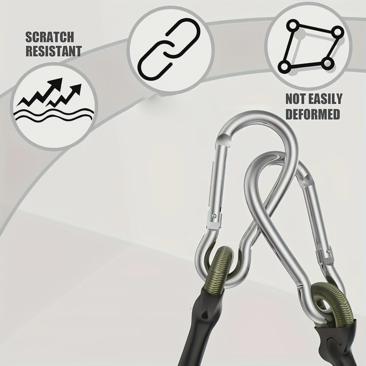 2x Elastisch Touw met Aluminium Haak - 8mm Schokabsorberend Bindtouw voor Outdoor & Camping
