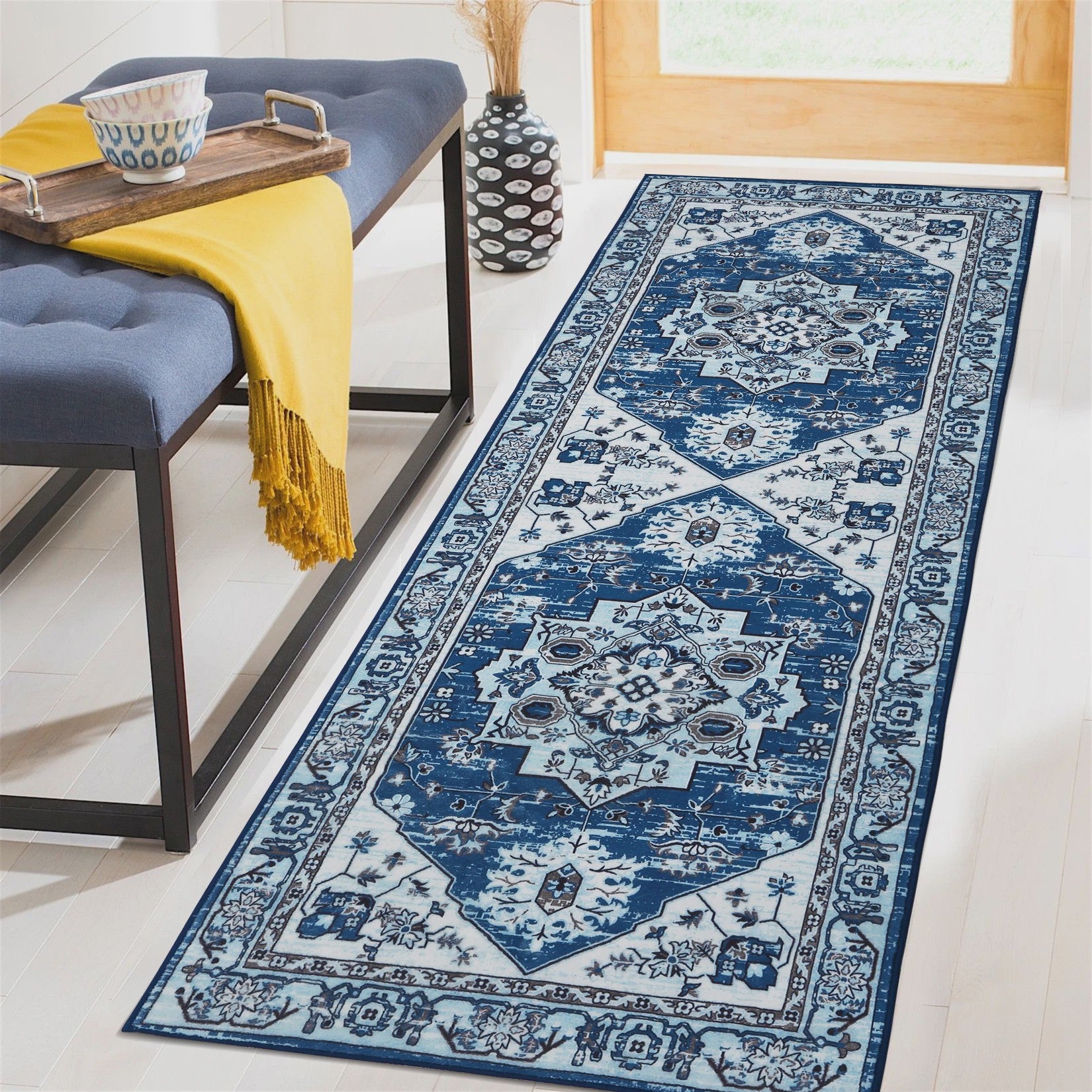 Wasbare Vintage Vloerkleed met Perzisch Design - Antislip & Laagpolig