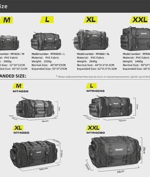 Rhinowalk Motor Bagage Tas - Waterdicht & Uitbreidbaar (19L-80L)