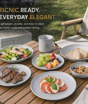 Titanium RVS Camping Borden Set - Lichtgewicht, Hygiënisch & Duurzaam (3/5 Stuks)