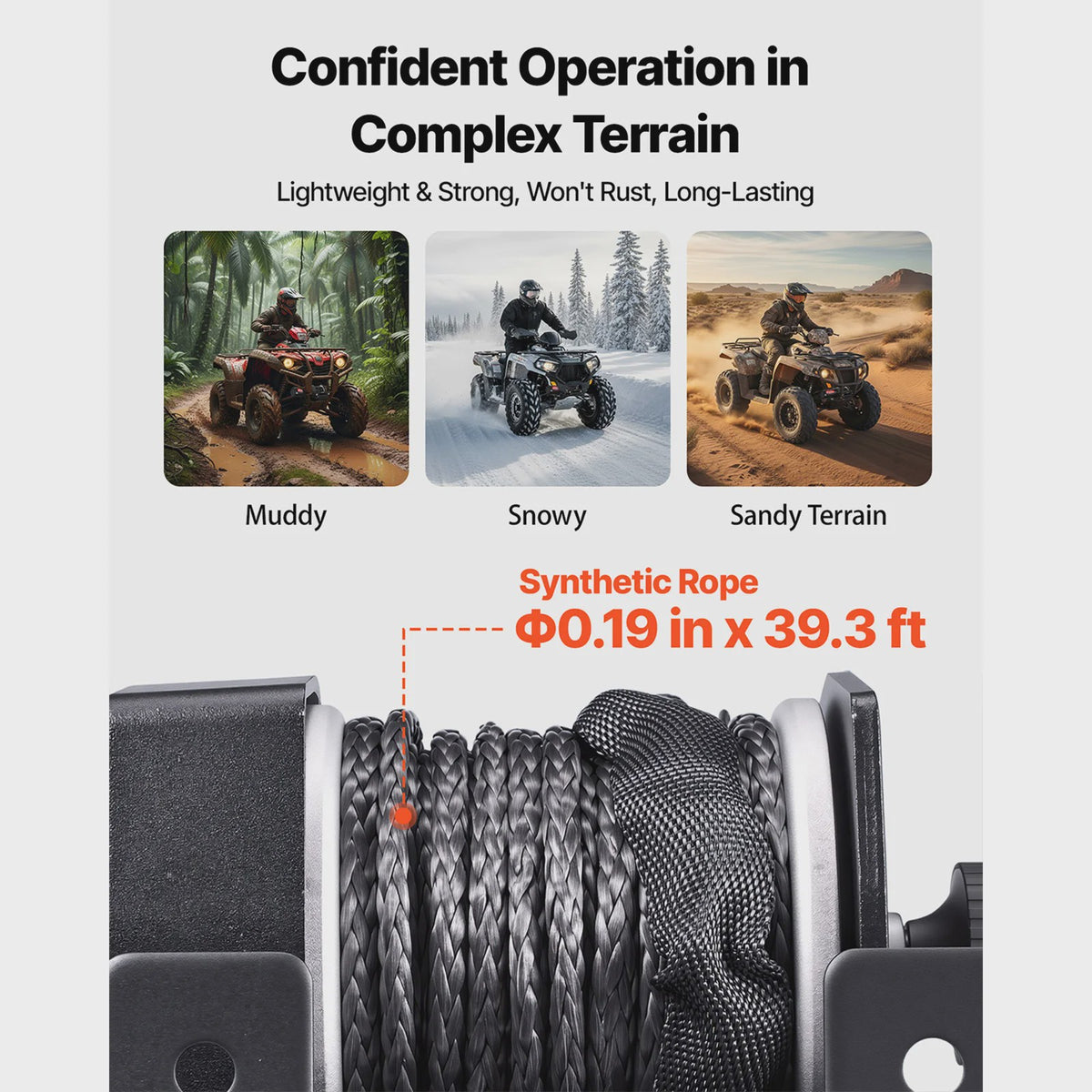 Elektrische ATV/UTV Lier 2500/3500 LBS met Synthetisch Touw - Krachtig en Betrouwbaar