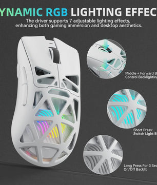 AULA SC620 Gaming Muis - Tri-Mode Connectiviteit (Wired/BT/2.4G), Lichtgewicht, 12000 DPI, PAW3311 Sensor