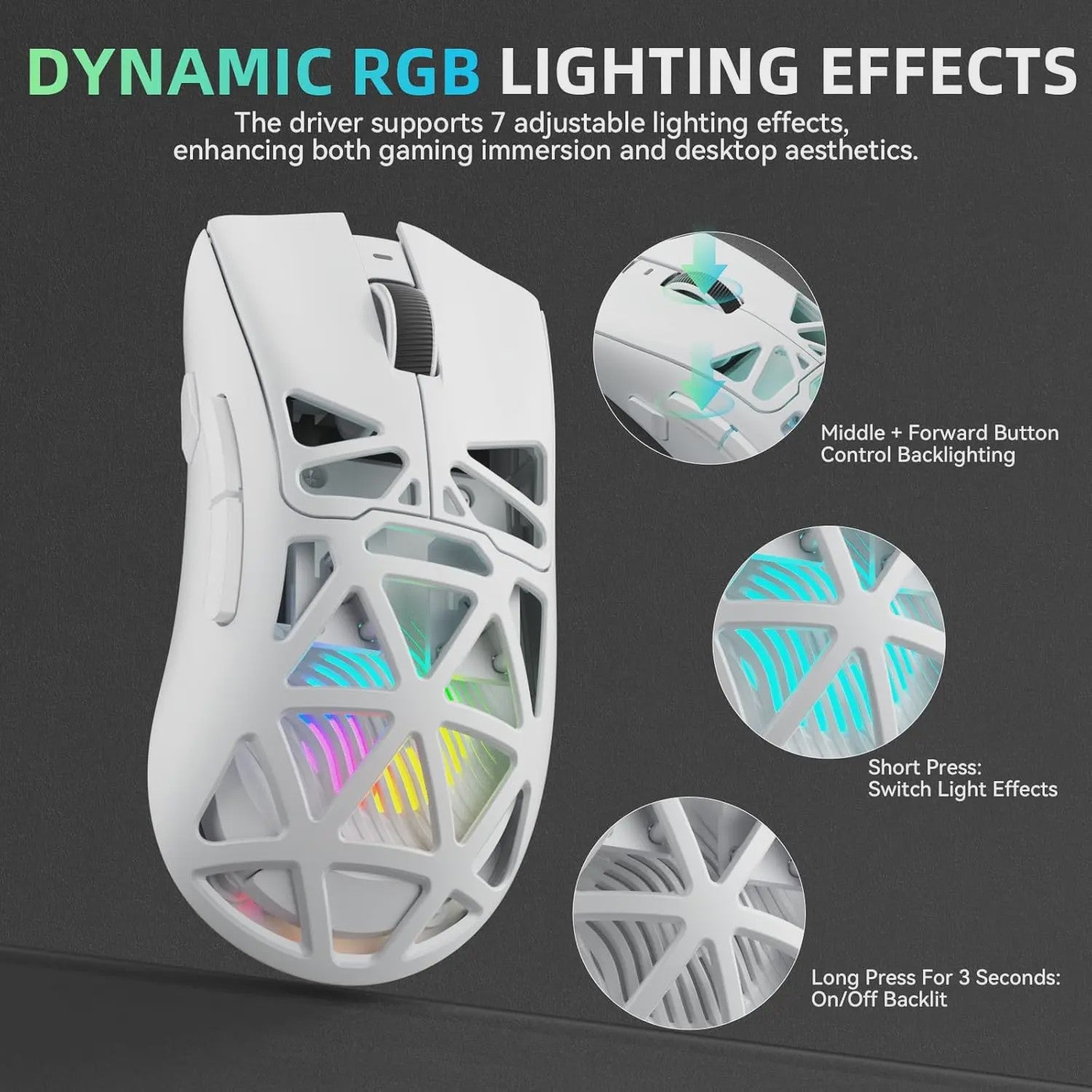 AULA SC620 Gaming Muis - Tri-Mode Connectiviteit (Wired/BT/2.4G), Lichtgewicht, 12000 DPI, PAW3311 Sensor