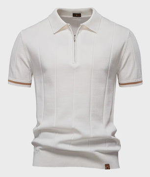 Heren Gebreide Polo met Rits - Slim Fit Sport & Casual