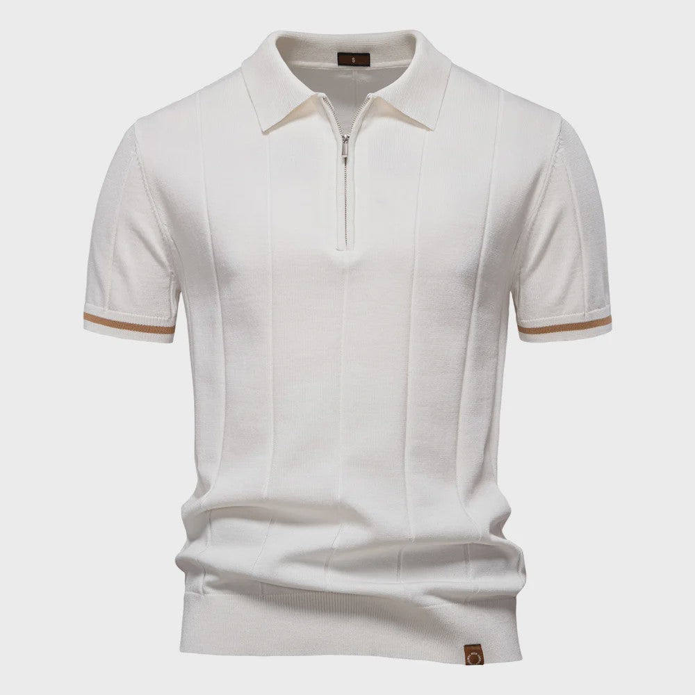 Heren Gebreide Polo met Rits - Slim Fit Sport & Casual