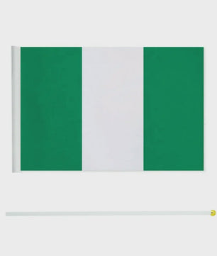 Nigeria Handvlag 14x21cm - Kleine Nigeriaanse Wapperende Vlag met Stokje