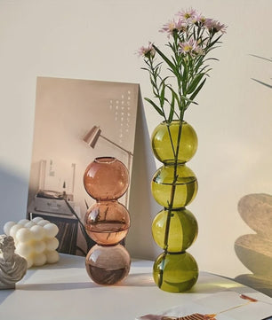Nordic Kleurrijke Glazen Vaas - Bubble Design voor Hydroponische Planten & Bloemen