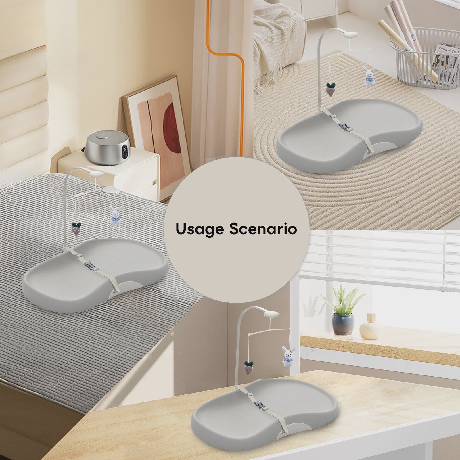 Comfortabele Baby Verschoonmat met Anti-slip, Makkelijk Reinigbaar & Speelboog