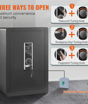 Elektrische Kluis met Vingerafdruk & Digitale Code - 63L / 51L - Inclusief Brandwerende Tas