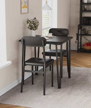 Compact Houten Eettafel voor 2 Personen met Gestoffeerde Stoelen - Ruimtebesparend & Modern