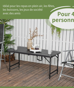 Outsunny Opvouwbare Campingtafel voor 4 Personen - In hoogte Verstelbaar, 118x60x74 cm