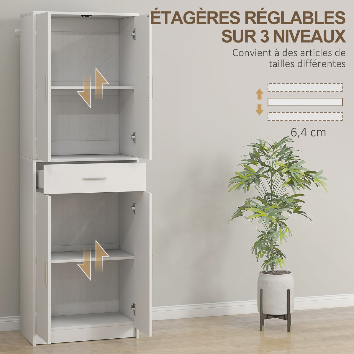 HOMCOM Keukenbuffet Kast met Deuren, Lades en Verstelbare Planken - Modern Design