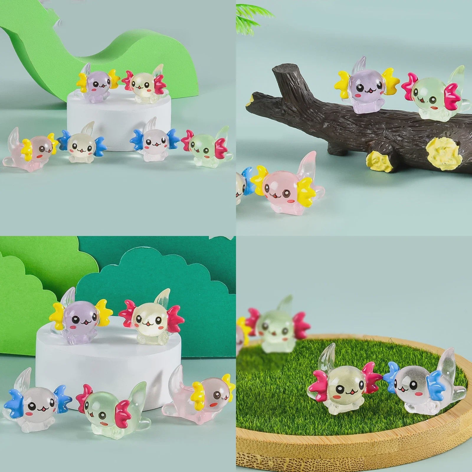 Set van 10-30 Mini Axolotl Beeldjes - Schattige Hars Figuurtjes voor Tuin, Aquarium & Decoratie