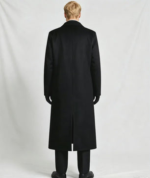Compleet Heren Zwart Kostuum: Lange Trenchcoat, Vest, Shirt, Stropdas & Handschoenen